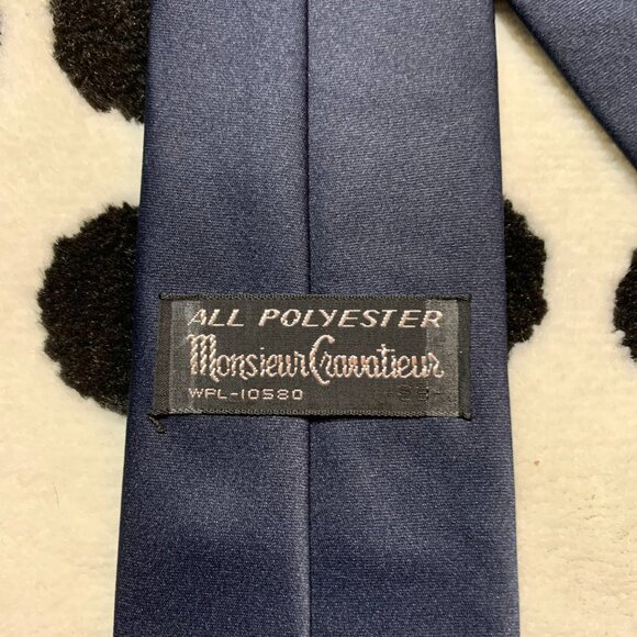 Vintage 50s Monsieur Cravatieur Navy Silver Horse Clip-On Retro Western Tie - Picture 4 of 6